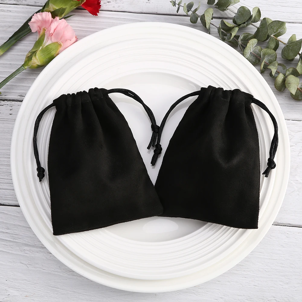 Flannel Drawstring Gift Bags Wedding Favor For Guests Bulk Candy Goodie Pouch Velvet Jewelry Earrings Ring Packaging Storage Bag