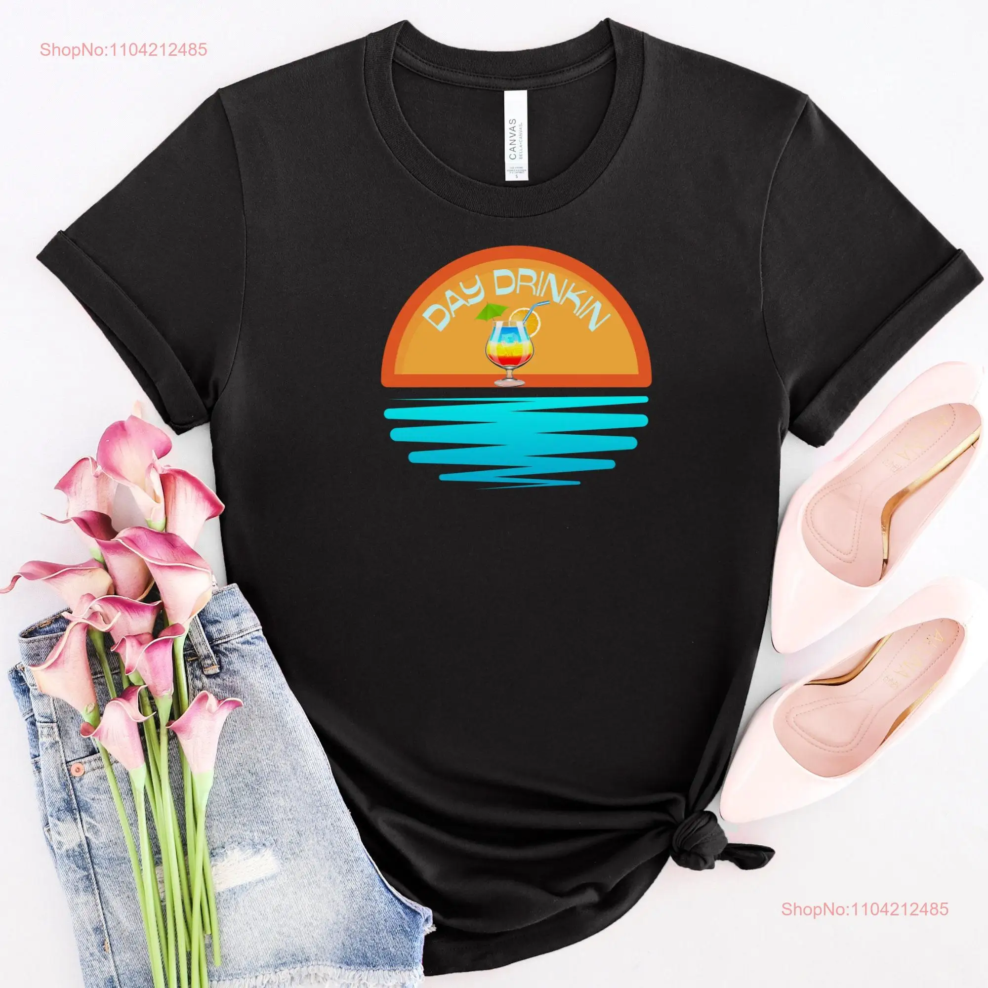 Day Drinkin T Shirt Summer Funny Vacation Mode Fun long or short sleeves