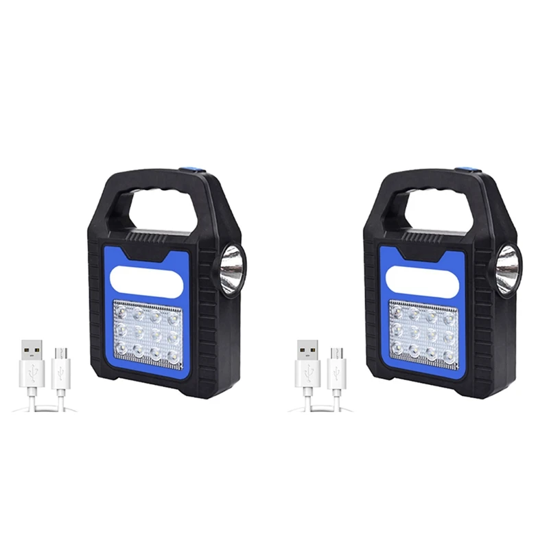 

2X USB Recharge&Solar Energy Portable Lantern Outdoor Waterproof LED Working Light Emergency Camping Flashlight, Blue