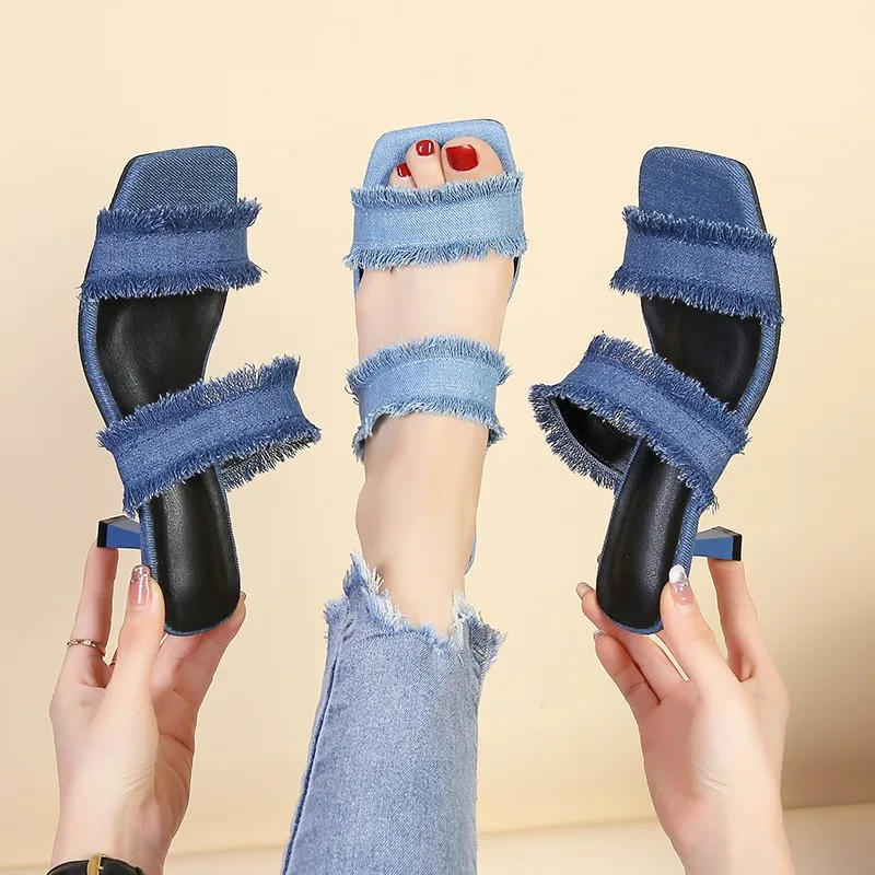 Fashion Summer Sexy High Heels Shoes Casual Women Slippers New Sandals Pumps Dress Party Shoes Walking Flip Flops Slides