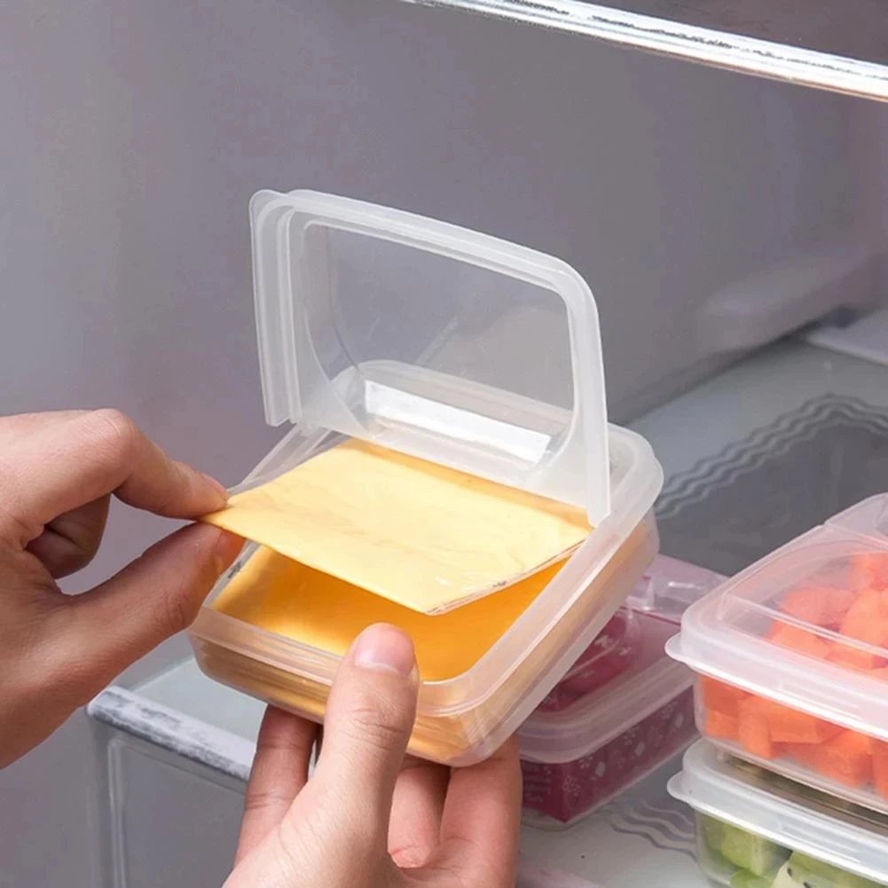 

2Pcs/ Set Cheese Slice Storage Box Fridge Butter Container Portable Refrigerator Fruit Vegetable Fresh-keeping Organizer Case