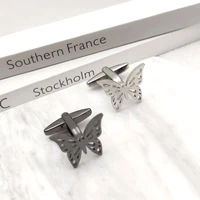 2022 new high quality cufflinks mens french shirt cufflinks classic butterfly design stainless steel jewelry factory wholesale