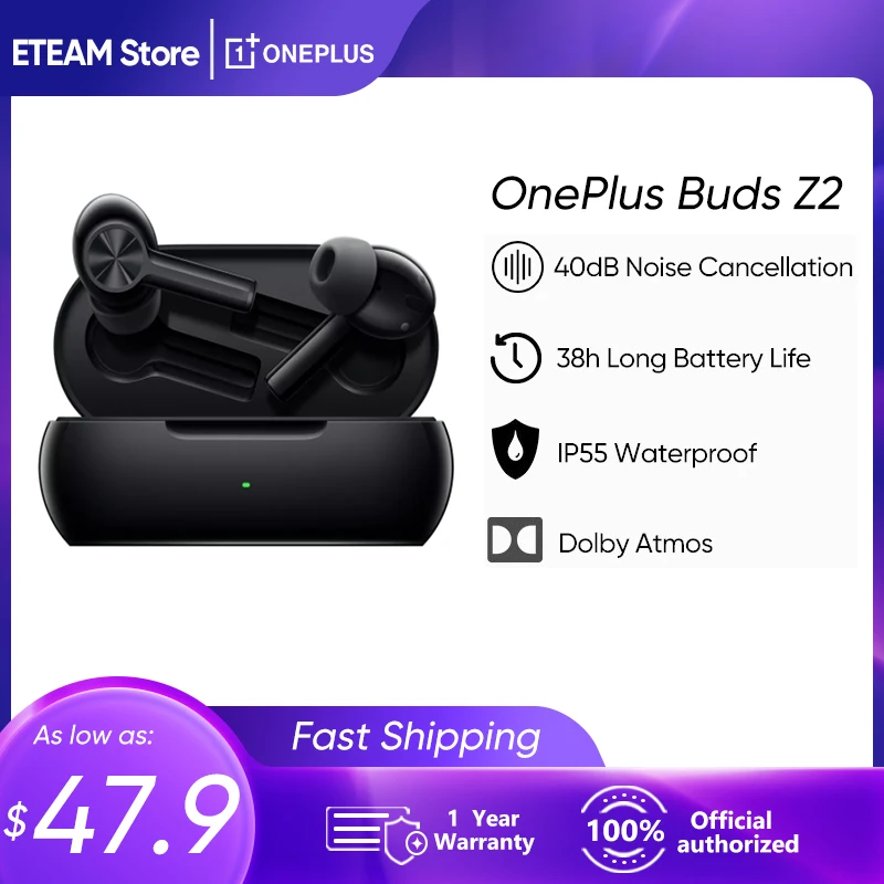 Neue Oneplus Knospen Z2 Z 2 TWS Drahtlose Kopfhörer Bluetooth 5,2 Aktive Noise Cancelling Wireless Kopfhörer Für Oneplus 9 RT 9 Pro