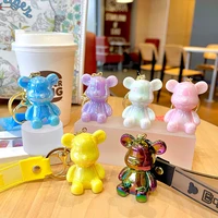 car universal resin gradient bear keychain creative exquisite cute trend doll doll bag pendant couple accessories birthday gift