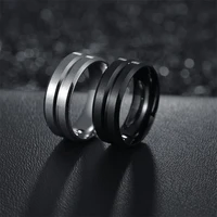 8mm wide middle groove frosted mens stainless steel ring european and american popular simple high quality new jewelry
