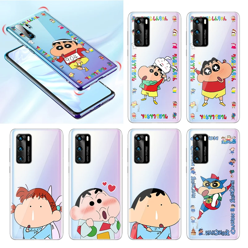 

Cartoon Shin chan Crayon For Huawei P50 P20 P30 P40 5G P10 Pro Lite E Plus P9 Lite Mini Soft Transparent Phone Case Capa Cover