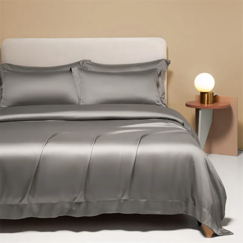 

Natural Silk Duvet Cover Solid Color Quilt Cover High-Grade Single Double King Size Comforter Bedding Cover