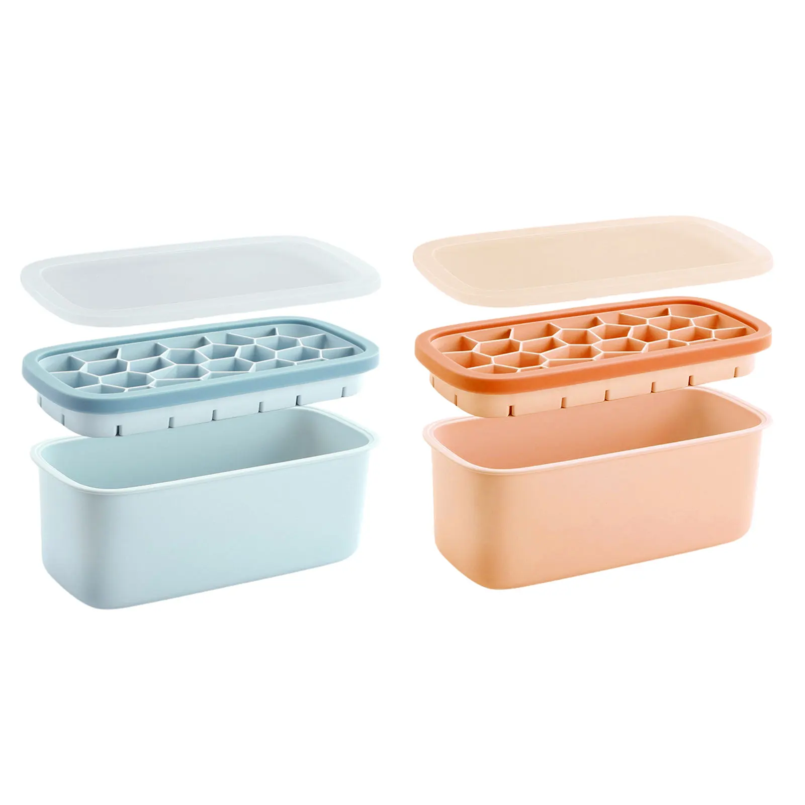 

Double Layer Ice Cube Mold Double Layer Ice Tray Bin Double Layer Ice Cube Bin Scoop With Removable Lid Easy To Clean Flexible