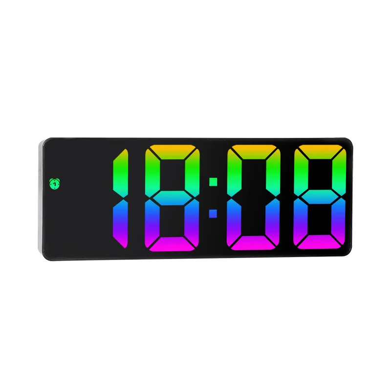 Acrylic/Mirror Digital Alarm Clock Voice Control Colorful Font Night Mode Table Clock Snooze 12/24H Electronic LED Clocks images - 6