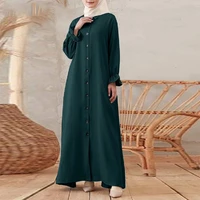 wepbel women muslim dress open abaya long sleeve solid color ramadan cardigan single breasted loose abaya islamic clothing