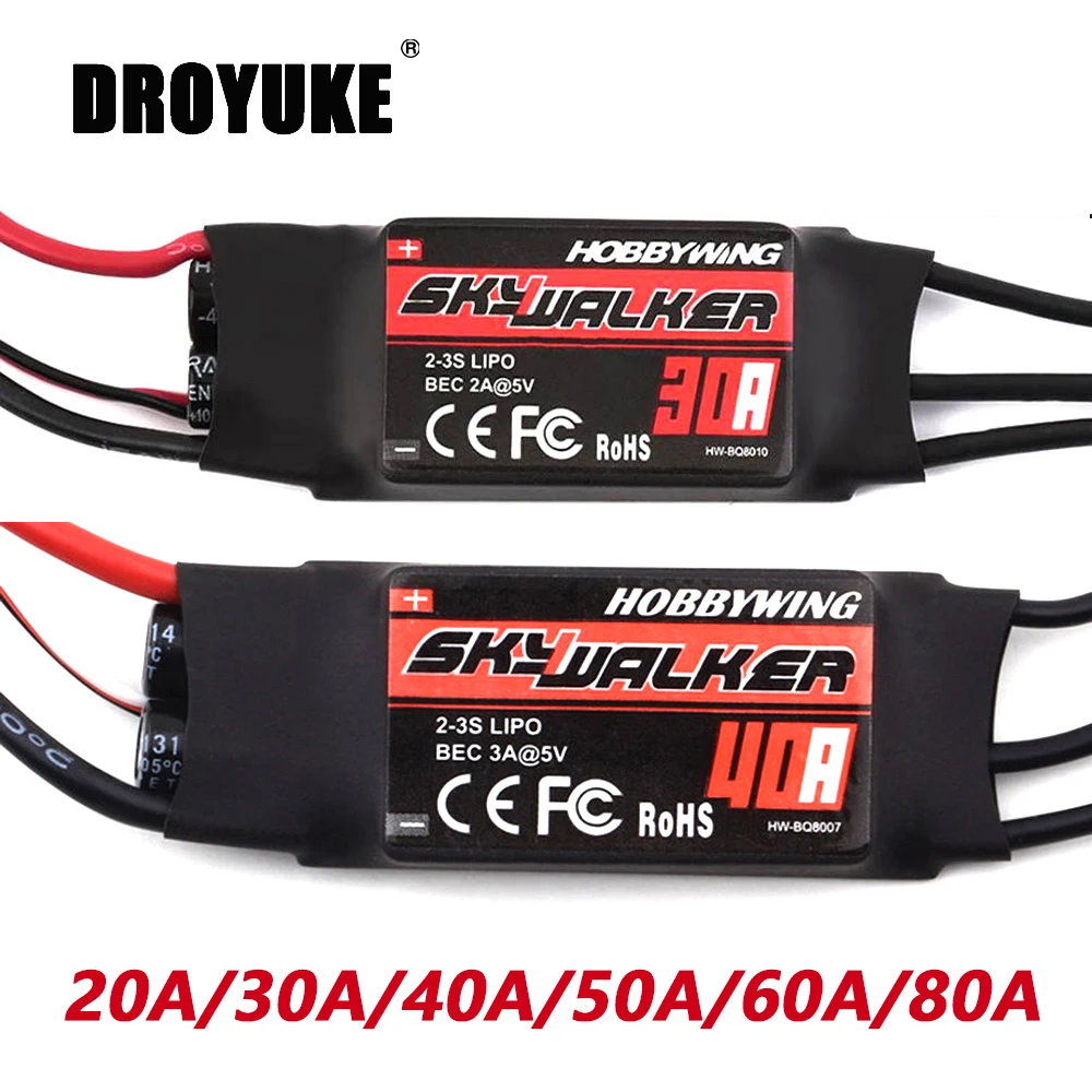

Hobbywing Skywalker 20A 30A 40A 50A 60A 80A ESC Speed Controller With UBEC For RC Airplanes Helicopter