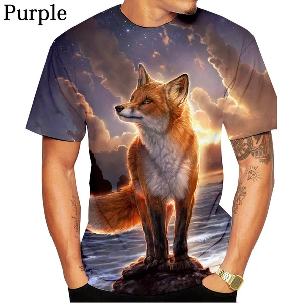 Women's/Men's Casual T Shirt Newest Fashion 3D Printed Animal Cute Fox T Shirt Breathable Soft and Comfortable T-shirt