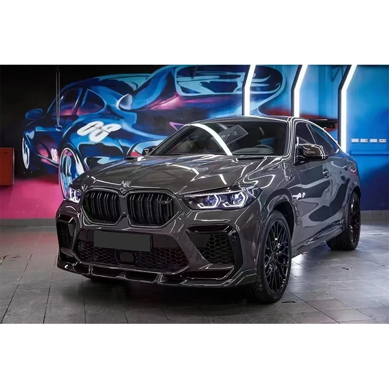 Углеродное волокно для BMW X6M F96 2019 + сплиттер переднего бампера передняя губа