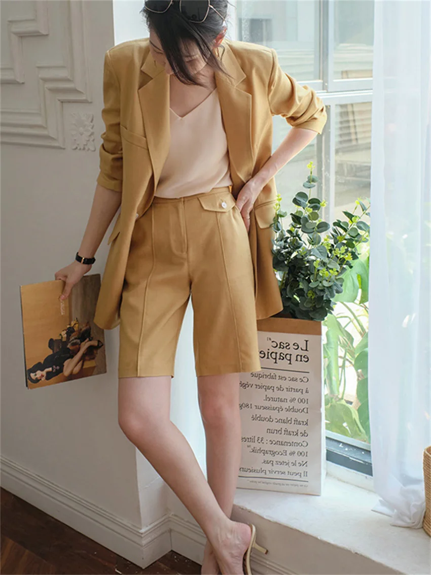 Белые деловые тонкие летние комплекты HziriP Офисная женская модель 2022 свободная