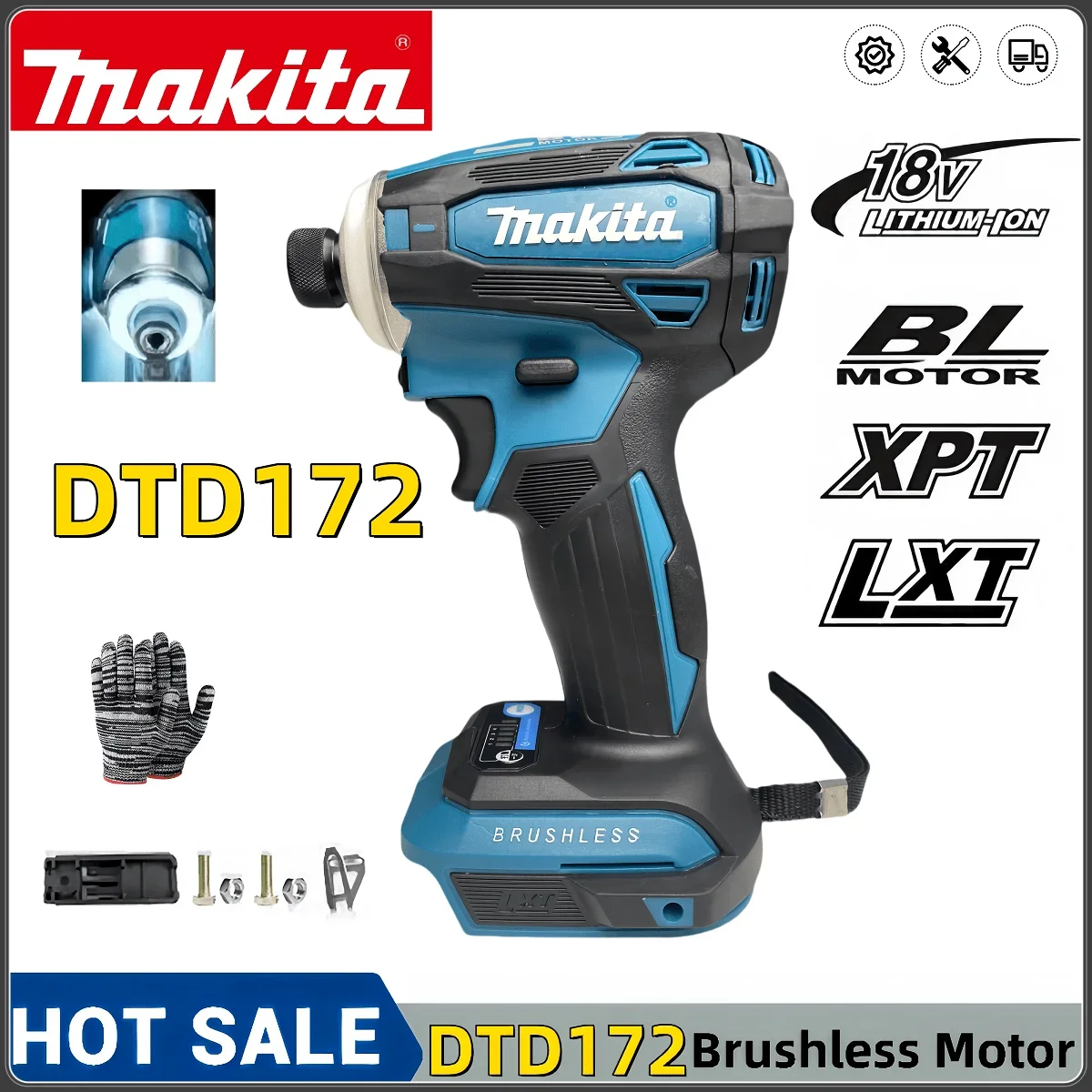 Makita DTD172 180NM Аккумуляторный ударный шуруповерт LXT 18 В BL Бесщеточный