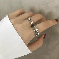 fmily minimalist 925sterling silver personality geometric hollow love ring retro trendy cool hip hop jewelryfor girlfriend gifts