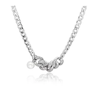 original necklace male cuban chain pearl splicing simple plain female hip hop accessories