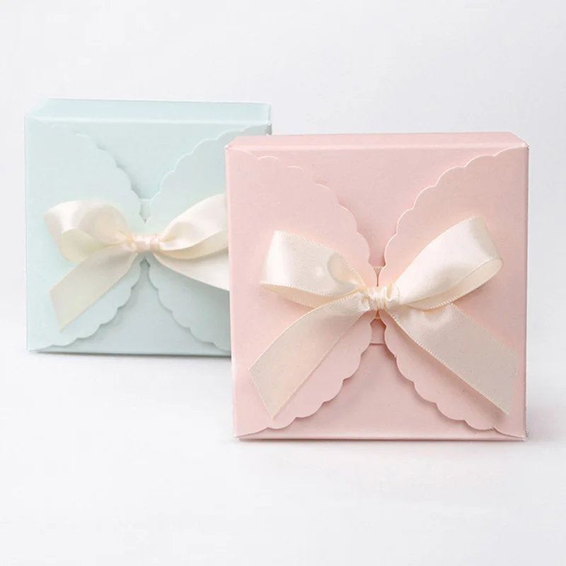 

10Pcs Square Handmade Soap Folding Box Pink Blue Candy Box Wedding Party Gift Box