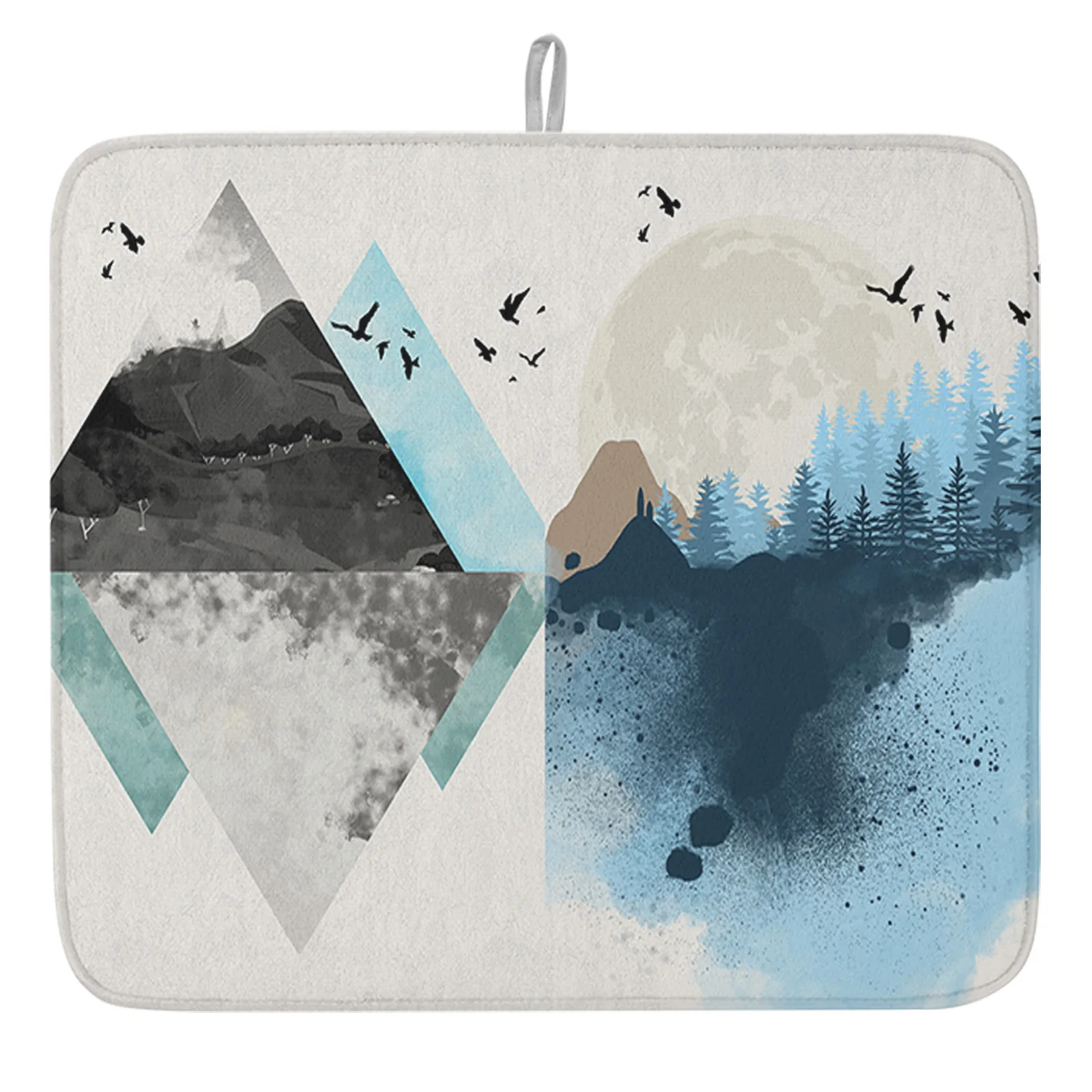 

Коврик для сушки посуды с чернильным эффектом, ландшафтный кухонный коврик для кухонной раковины, обеденного стола, посуда, набор для кофе, ...