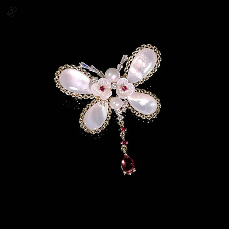 

Butterfly Flower Design Hand-inlaid Zircon&Fritillaries Brooches Pins for Clothing Accessories
