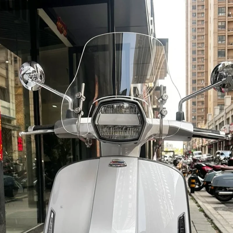 Фото Ветровое стекло для мотоцикла Lambretta G350, акриловые ветрозащитные дефлекторы, толщина 4,2 мм, серебристый кронштейн, аксессуары №5