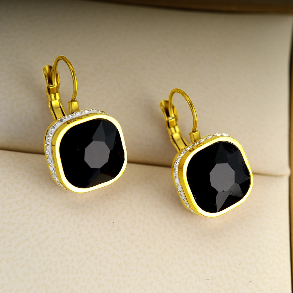 

inserts Trendy black Chunky Hoop Earrings Gold Color Stainless Steel Bijoux Ete Jewlery New Metal 18 K Accessories Waterproof