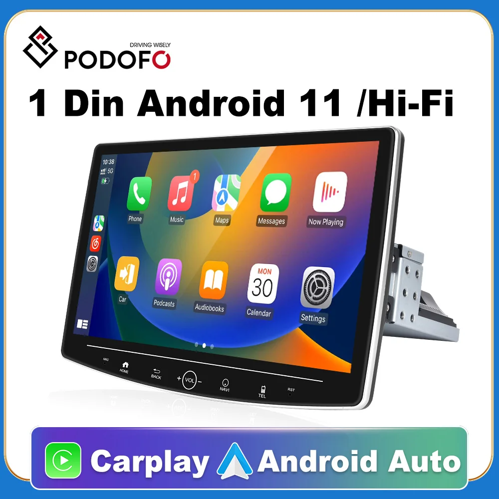 

Podofo 1Din GPS автомобильный стерео радио Android 11 Carplay BT FM Wifi Автомобильный MP5 плеер 10 ''для универсального Nissan Toyota Kia Hyundai