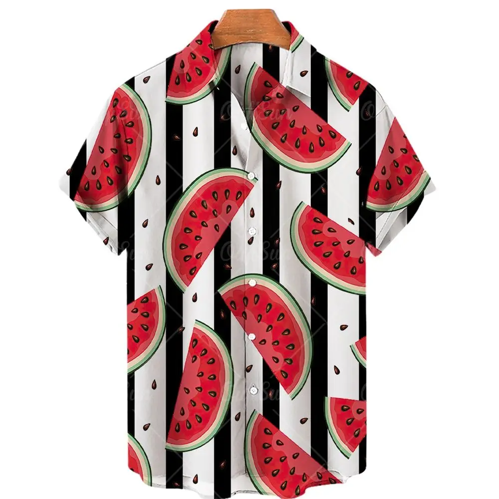 3D Print Shirt Men Boys Fruit Pattern Short Sleeve Hawaiian Shirt Casual Loose Fashion Holiday Beach Summer Shirt 5xl