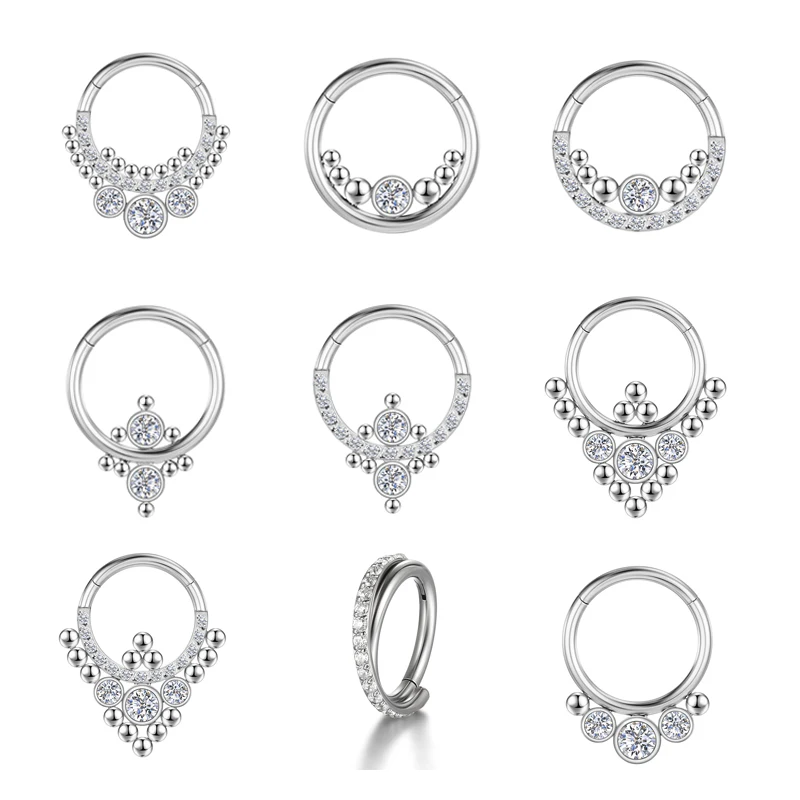 

Piercing Septum Nose Ring for women Titanium Zircon Clicker Tragus Helix Cartilage Hinge Section Body Jewelry Earrings Labret