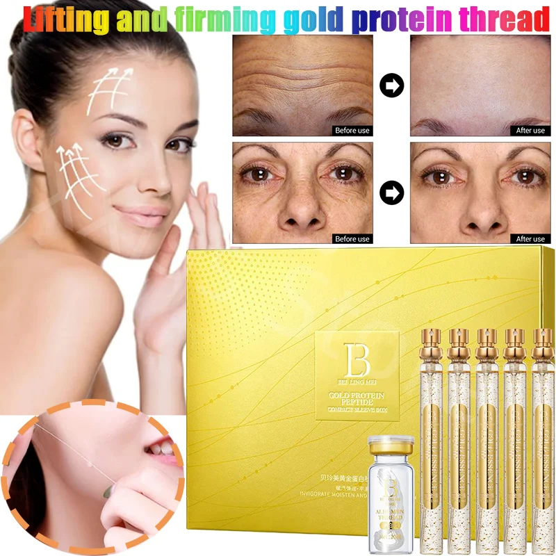 

Gold Face Filler Absorbable Collagen Protein Thread Face Lift Plump Silk Fibroin Line Carving Anti Aging Essence Face Serum