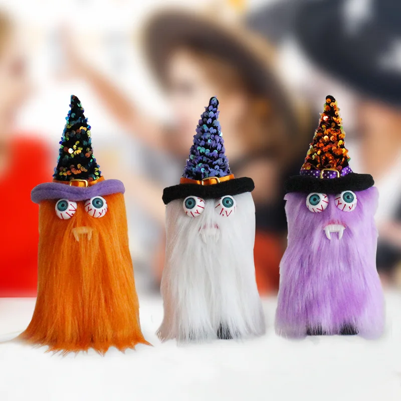Halloween Vampire dolls with sequin witch hat decorative toys for festival event Home shopping mall store School decor kids gift