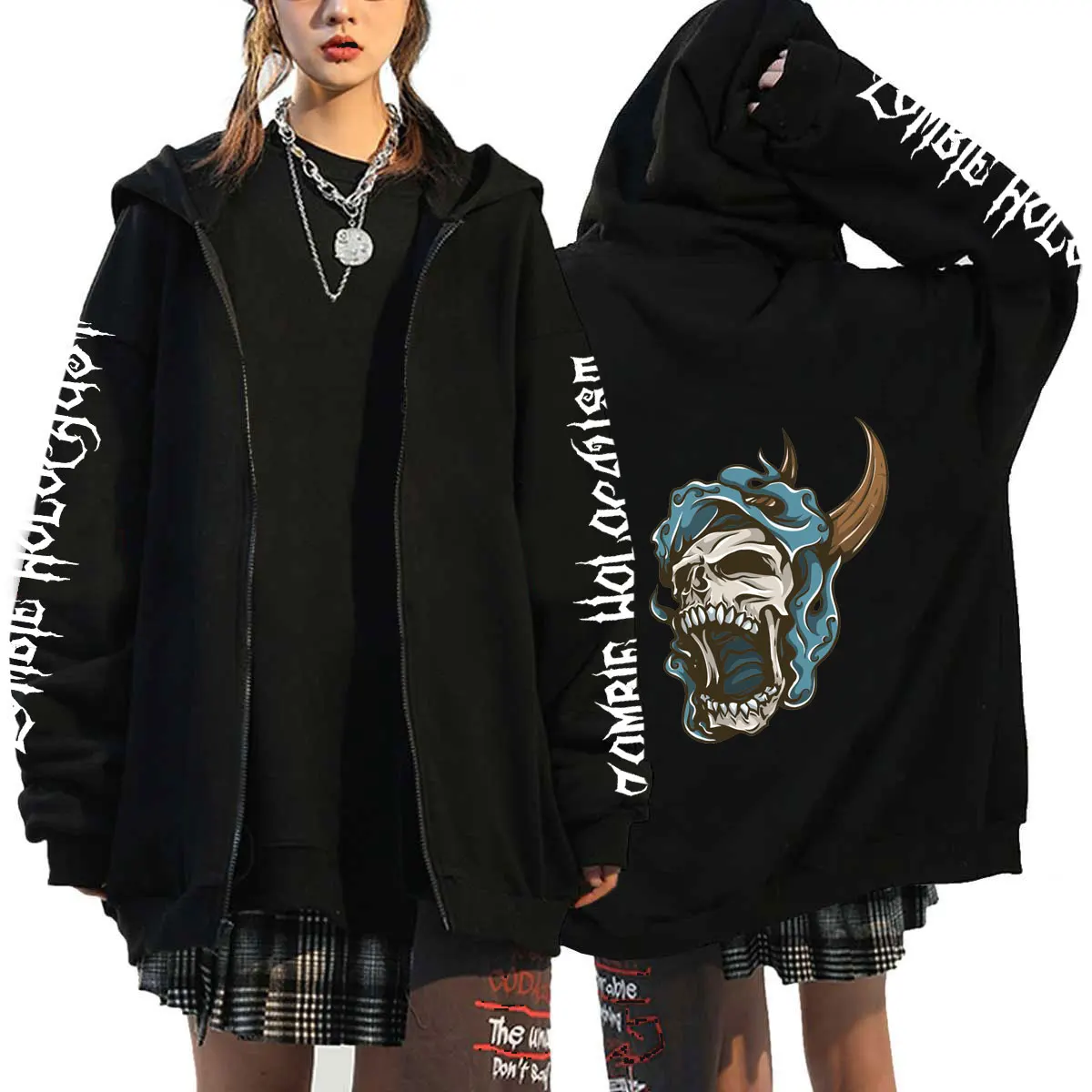 

Gothic Oversized Hoodie Anime Skeleton Print Hooded Sweatshirt 2022 Punk Hip Hop Streetwear Men Pullover Casual Harajuku Y2K Top