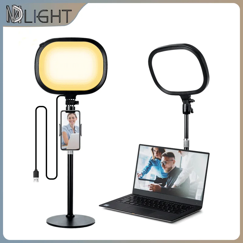 

Foldable Beauty Selfie Ringlight Dimmable LED Fill Light with Stand and Phone Holder for Video Live Stream Makeup