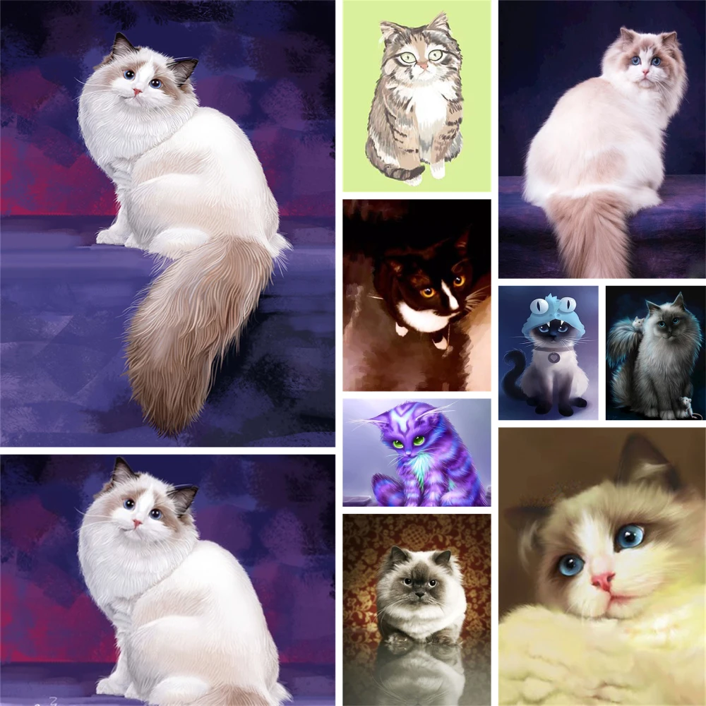 Набор для вышивки крестиком 11CT с изображением животных и котов - купить по