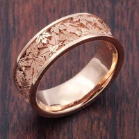 fashion rose gold flower and leaf ring ladies beloved wedding band festival anniversary engagement gift