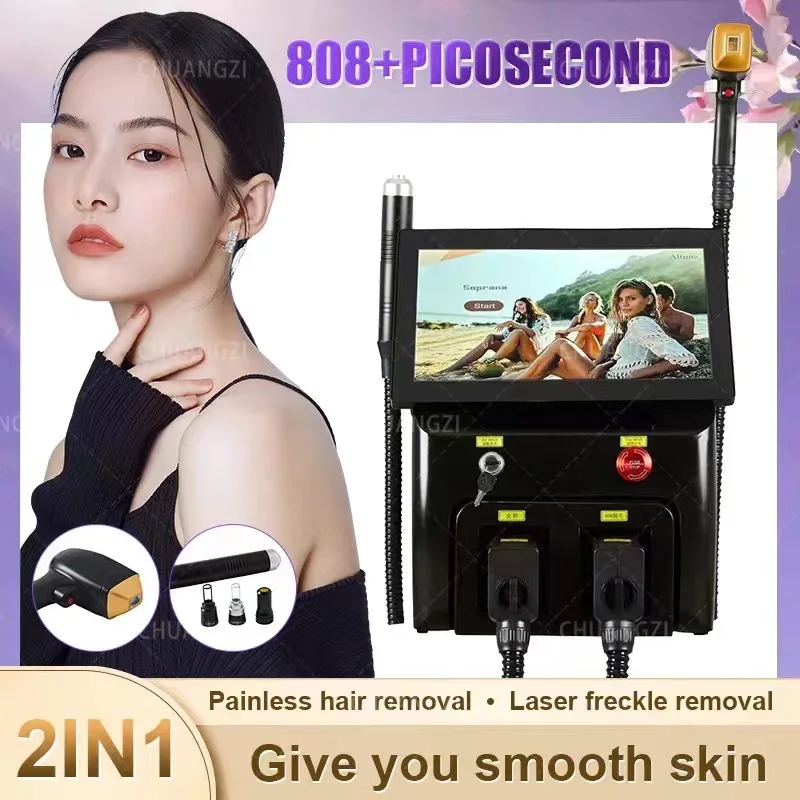 

2023 New Most professional 808 Picosecond L-aser Tattoo Removal And Hair Removal Machine 2 in 1 Diode Laser Permanent Portable