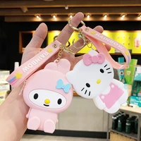 sanrio cartoon melody hello kitty cute girls coin purse keychain pendant anime figures toys for children birthday xmas gfits