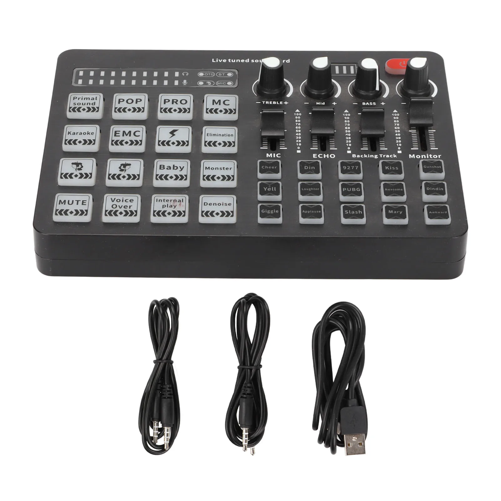 

Live Sound Card Dual Channel Stereo 3.5mm Interface Professional Mixer Kit for Podcast Streaming