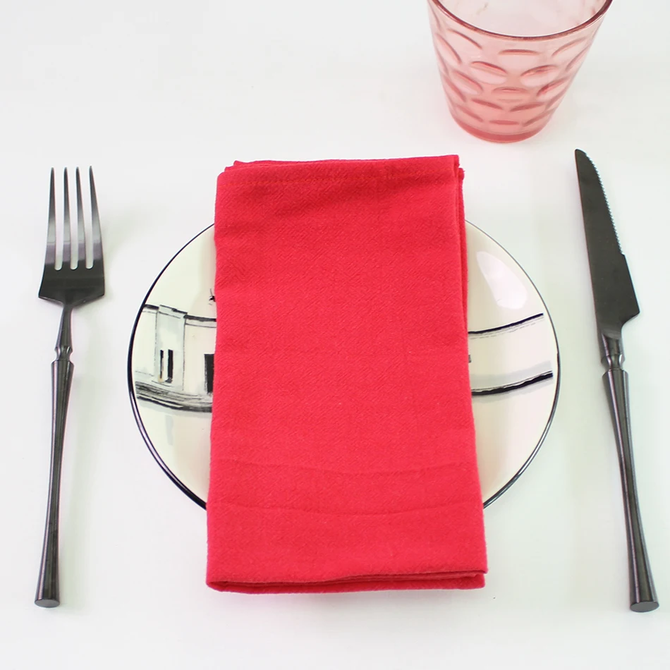 

Red Table Cloth Napkins Wholesale Soft Cotton Fabric Farmhouse Serviette Tableware Towel Wedding Christmas Easter Decoration