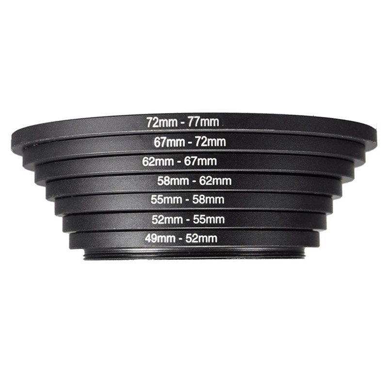 

7Pcs Photography Lens Filter Ring Adapter Step Up Outdoor Camera Aluminum Alloy Professional Mini 49-77Mm Ring Adapter