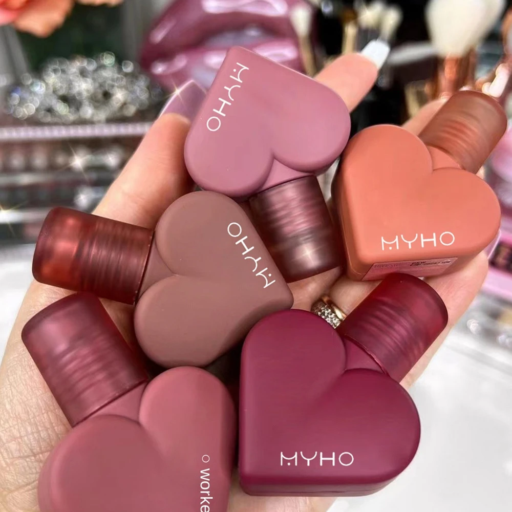 Водостойкий матовый нюдовый блеск для губ коричневая яркая темно-красная