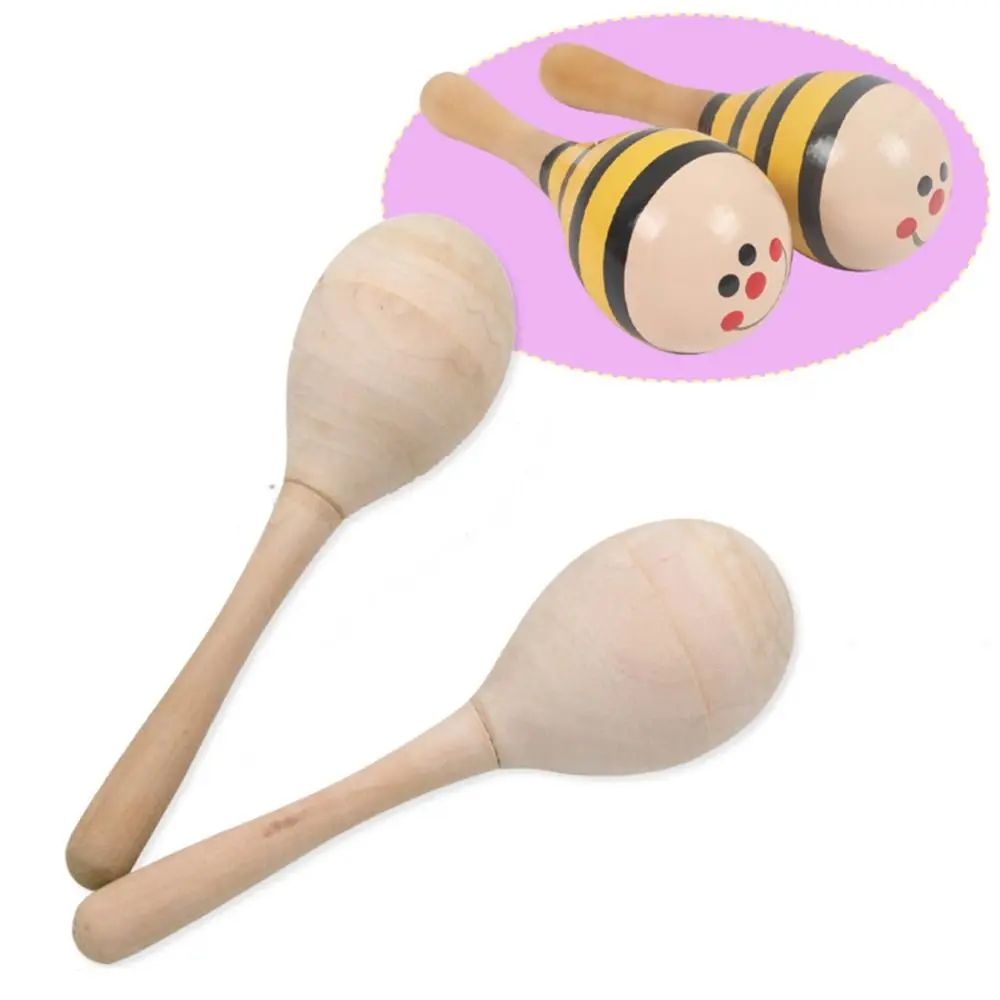 

2PCS Early Education Kids Toys Sand Ball Toys Baby Sound Wooden Sand Hammer Musical Instrument Maraca Shaker Percussion