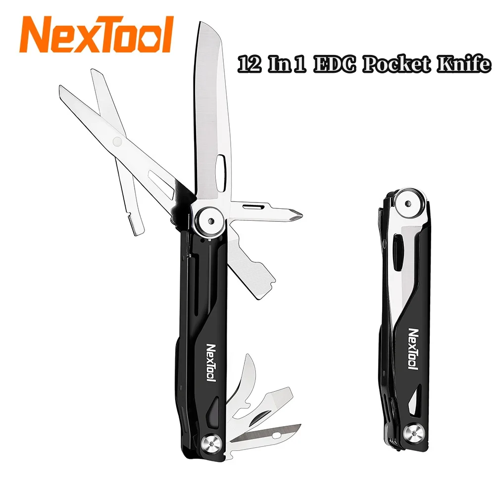 Фото Nextool 12 в 1, карманный нож, рыцарь, EDC, многофункциональный инструмент, уличный складной нож, мини-портативные складные ножницы, карманный нож №1