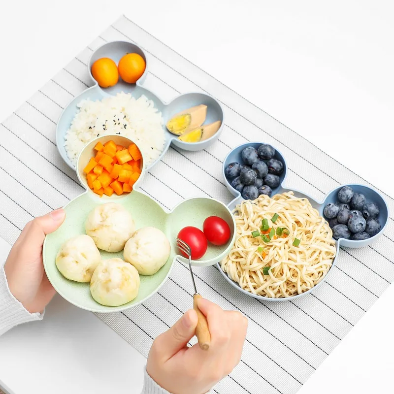 

Cute Cartoon Baby Feeding Plate Wheat Straw Bowl Dishes Lunch Box Kid Baby Children Infant Baby Rice Feeding Bowl Baby Tableware