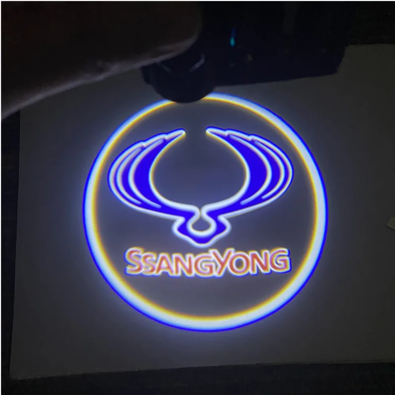 

2PCS For Ssangyong Korando Musso Sports Rexton Logo Car HD Projector Lamp Car Door Wireless Welcome Light LED Decoration