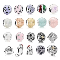 s925 silver women beaded charm jewelry wedding friends party gift jewelry beads glass bead christmas dog butterfly accessories
