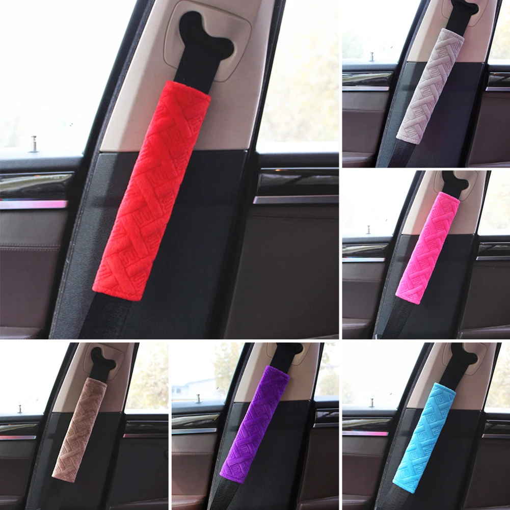 2Pcs Soft Plush Seatbelt Covers Velvet Shoulder Cushion Belt Cover for Adult Kids Non Slip Car Truck Backpack Straps Accessories