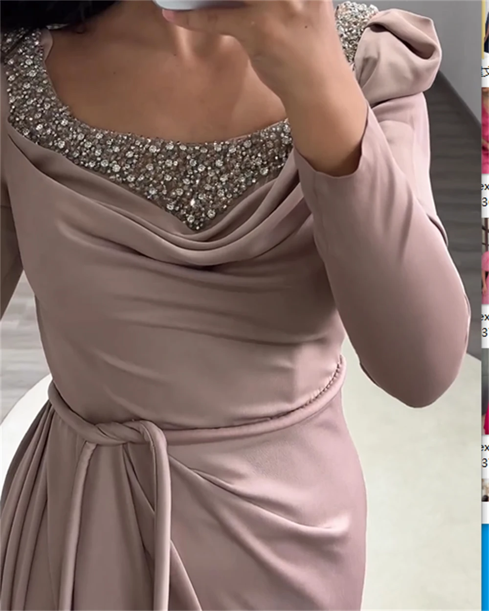 Блестящие платья выпускного вечера по индивидуальному заказу Jewel Sheath Celebrity Sequin Fold