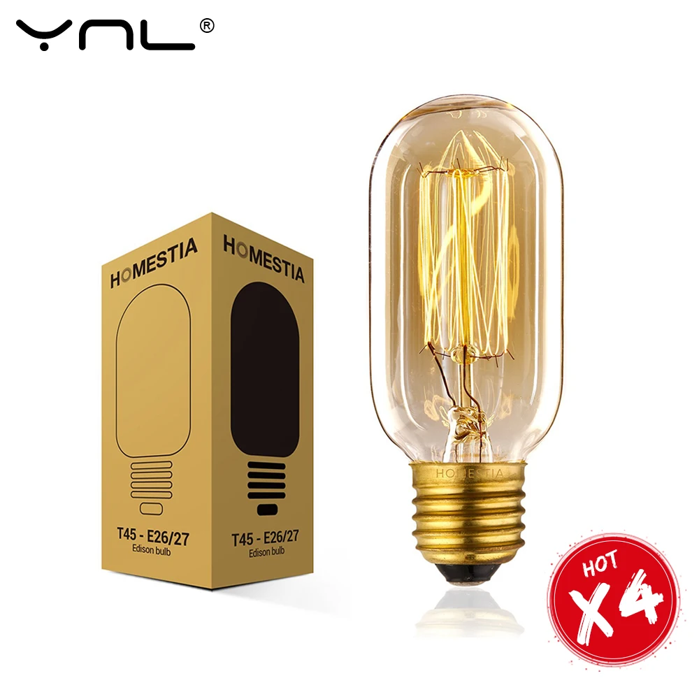 

4PCS/Lot Edison Bulb E27 220V 40W ST64 A19 T45 G80 G95 G125 Incandescent filament bulb lighting Retro Edison Light Bulb