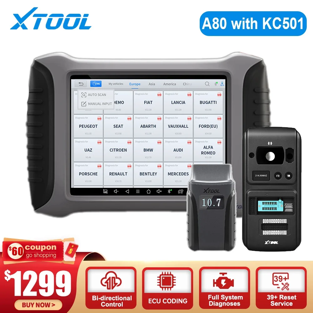 Инструмент Диагностический XTOOL A80 для полной системы программирование ECU ключа IMMO